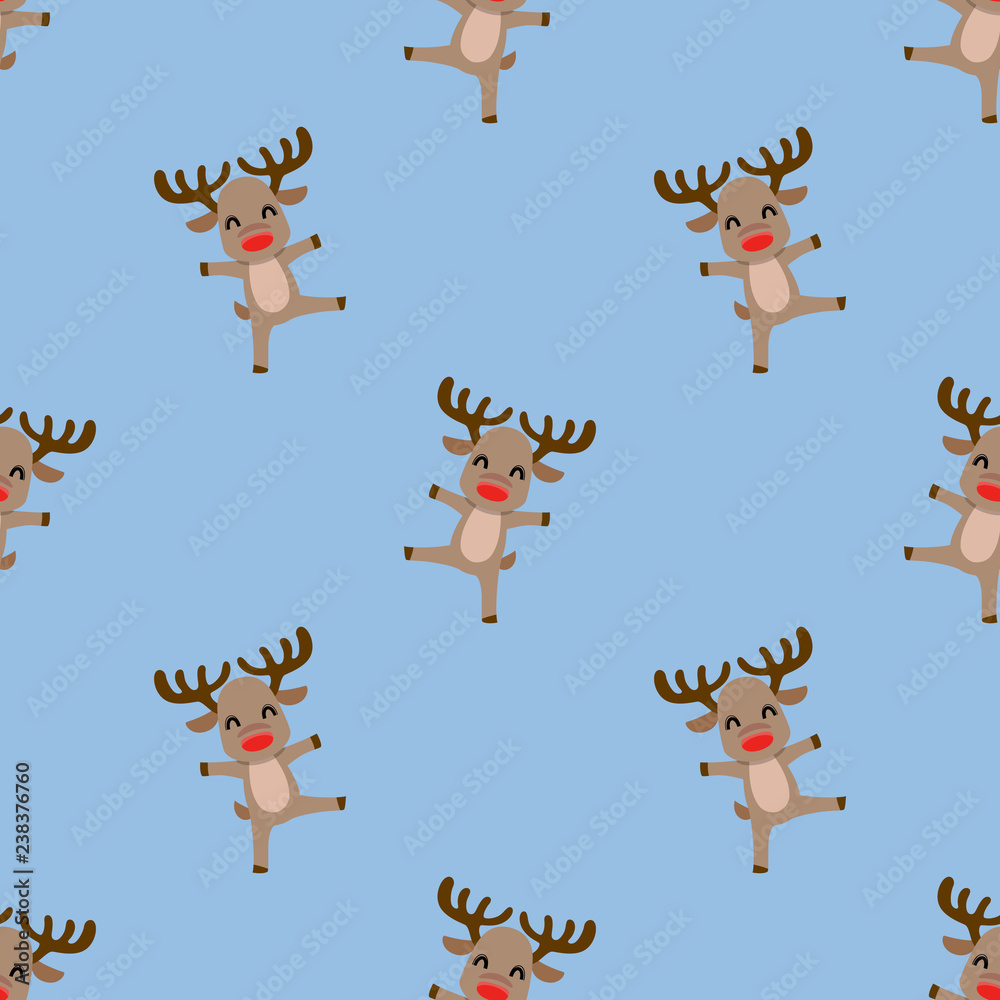 Fototapeta premium Seamless pattern of Christmas reindeer continuous background for holiday celebration.
