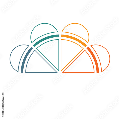 Template of colorful semicircle from lines for infographics  4 positions photo