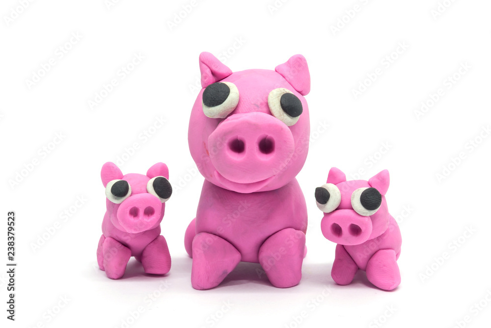 play doh Family Pig on white background play doh Family Pig on white background