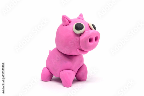 play doh Pig on white background