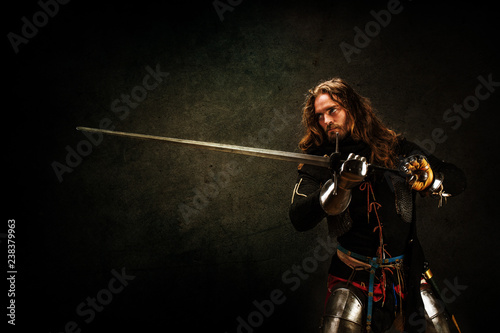 Konstfotografi Portrait of a knight armed with a claymore