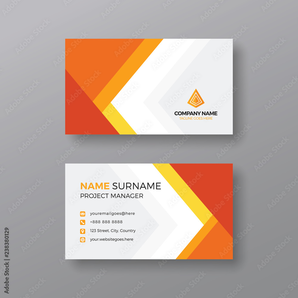 Fototapeta premium Corporate business card template with orange geometric