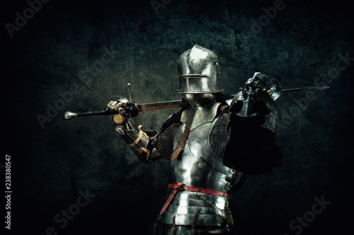 Fotografering Portrait of a knight in armor