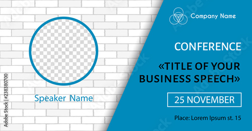 Corporate announcement poster template. Vector flyer for business conference. Social media event banner
