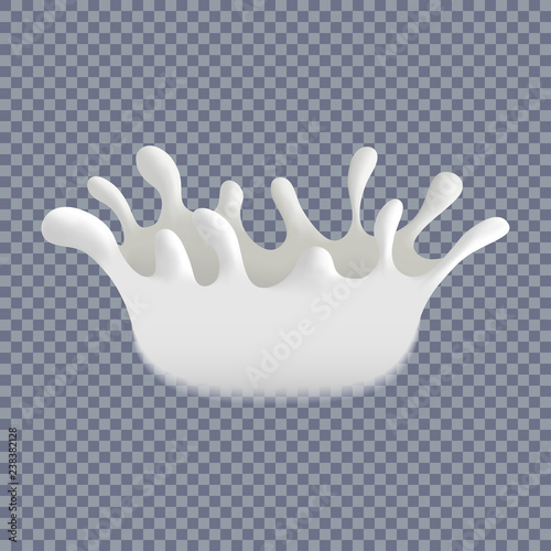 Milk Splash isolated on transparent background. Natural dairy product, milk, yoghurt or cream. Realistic design element. Vector EPS illustration.