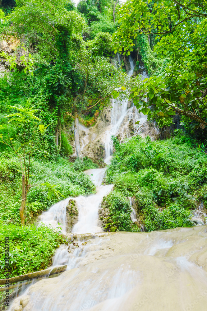 beautiful limestone waterfall forest with soft water beautiful limestone waterfall forest with soft water