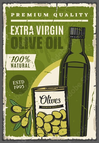 Organic olive oil extra virgin bottle and pickles