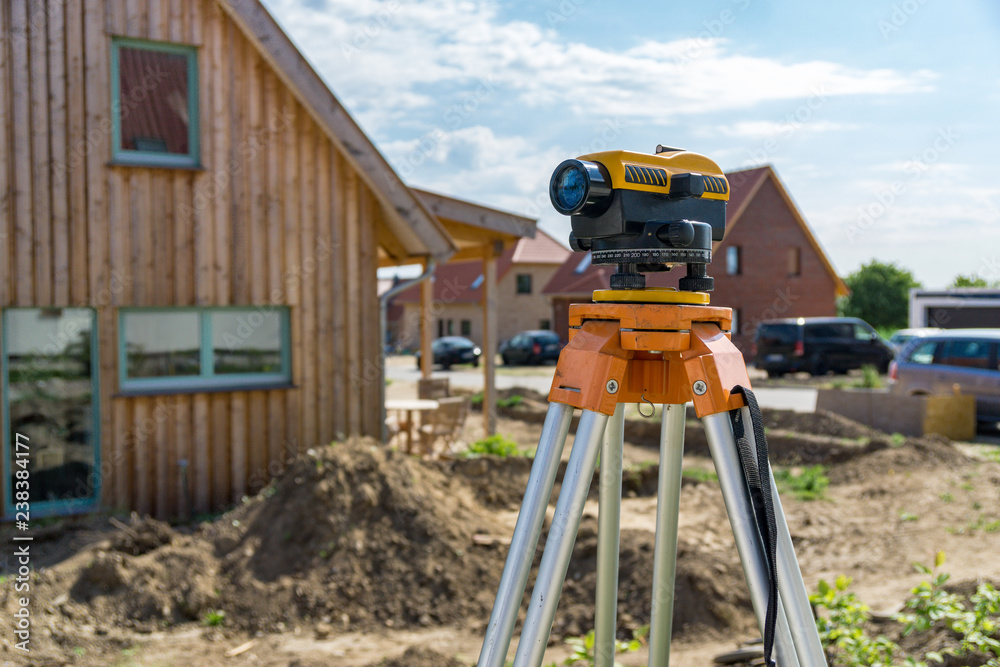 theodolite on construction site theodolite on construction site