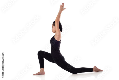 Beautiful young woman practicing yoga pose in isolated on white background, with clipping Path..