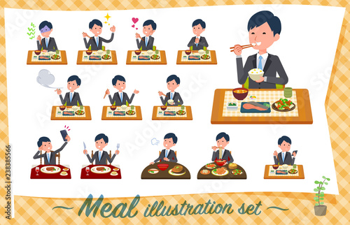 flat type Gray suit businessman_Meal