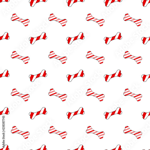 Cute candy cane bones seamless pattern. Design for prints, wrapping paper, cards. Christmas, New Year 2018 background.
