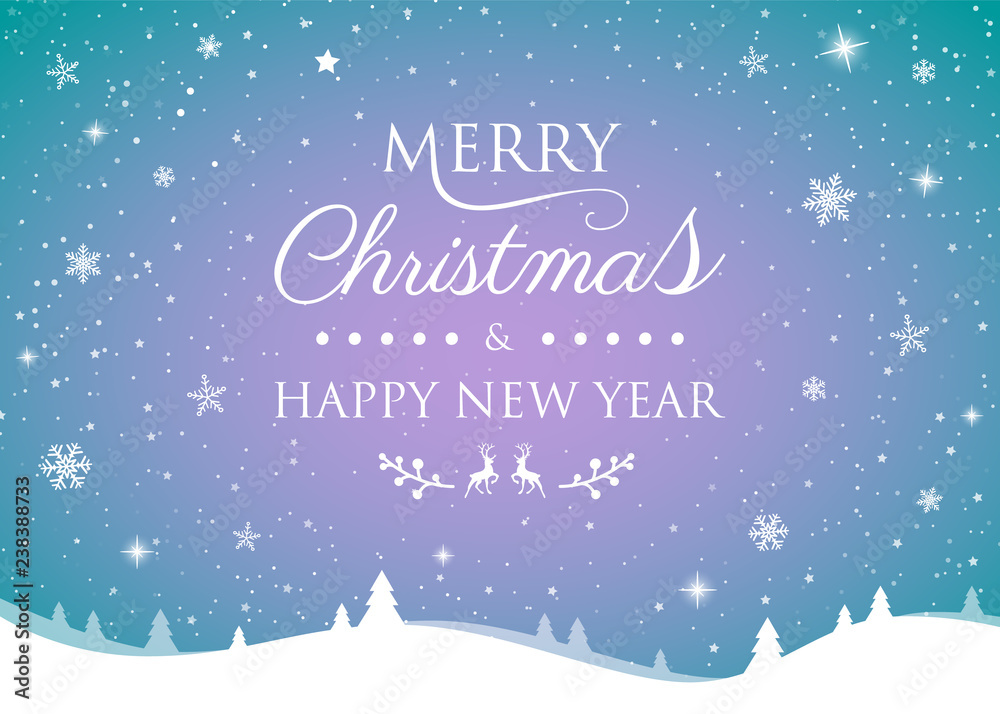 Christmas greeting card with shiny snowflakes. Vector.