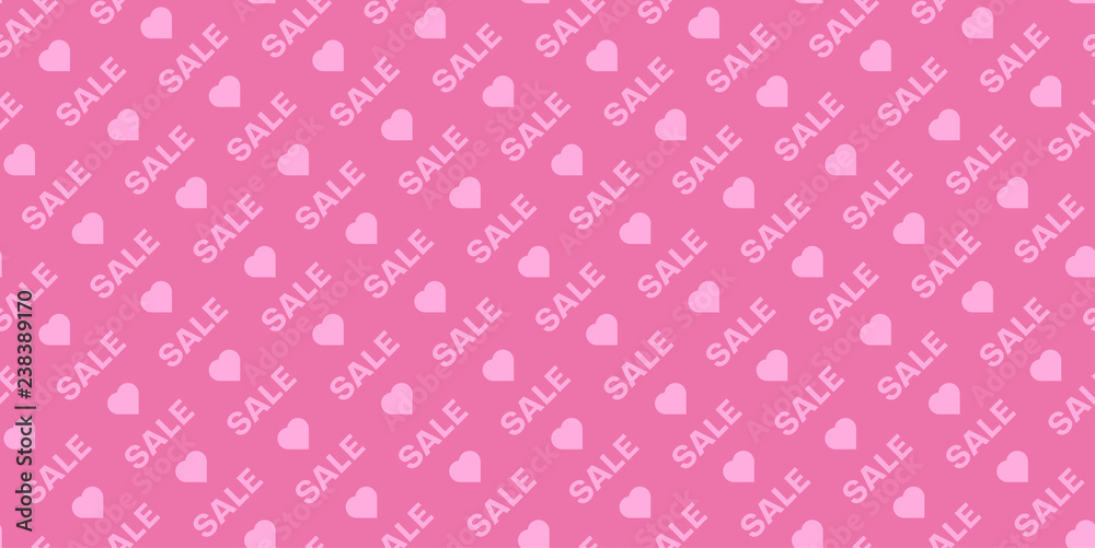 Pink seamless pattern with hearts for St. Valentine's Day sale design.