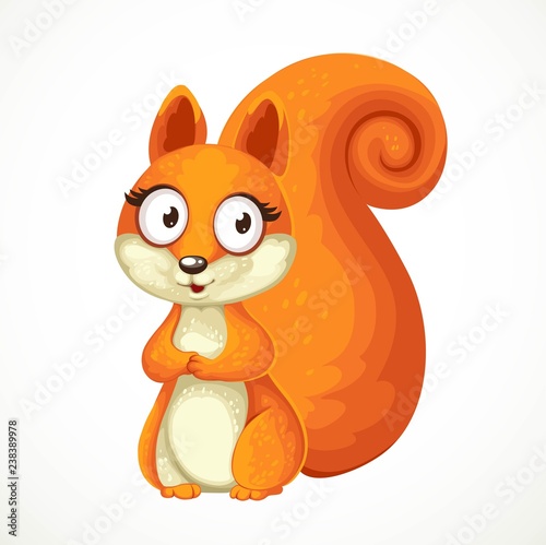 Cute cartoon squirrel isolated on white background