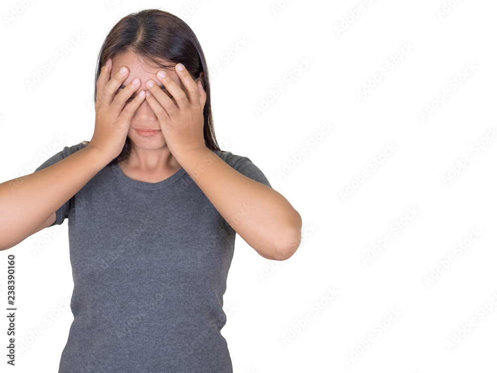 Sad woman in house.