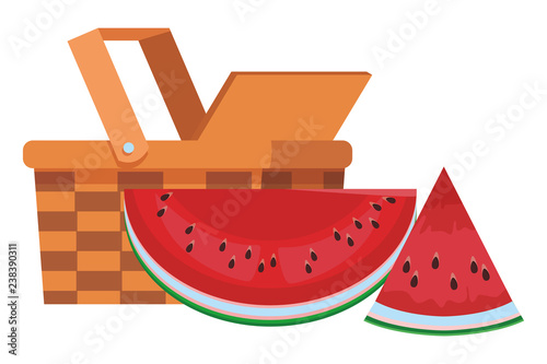 wicker basket and watermelon