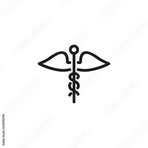Caduceus line icon. Symbol, snakes, wings. Medicine concept. Can be used for topics like health care, hospital, pharmacy