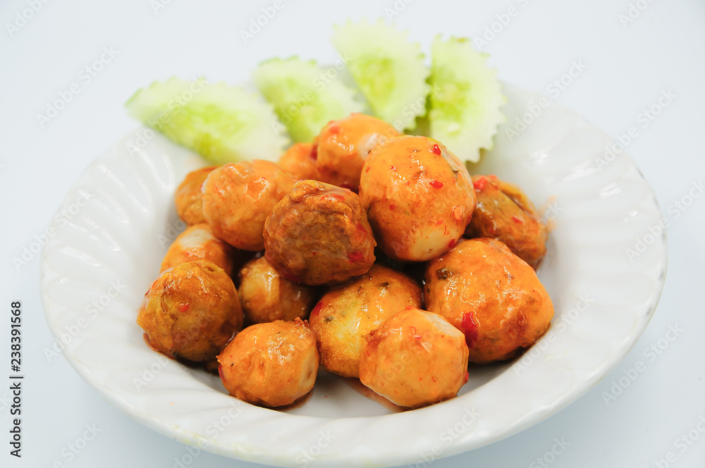 Fototapeta premium Fried meatballs on white background