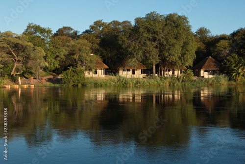 Lodge at Okawango river in Namibia in Africa