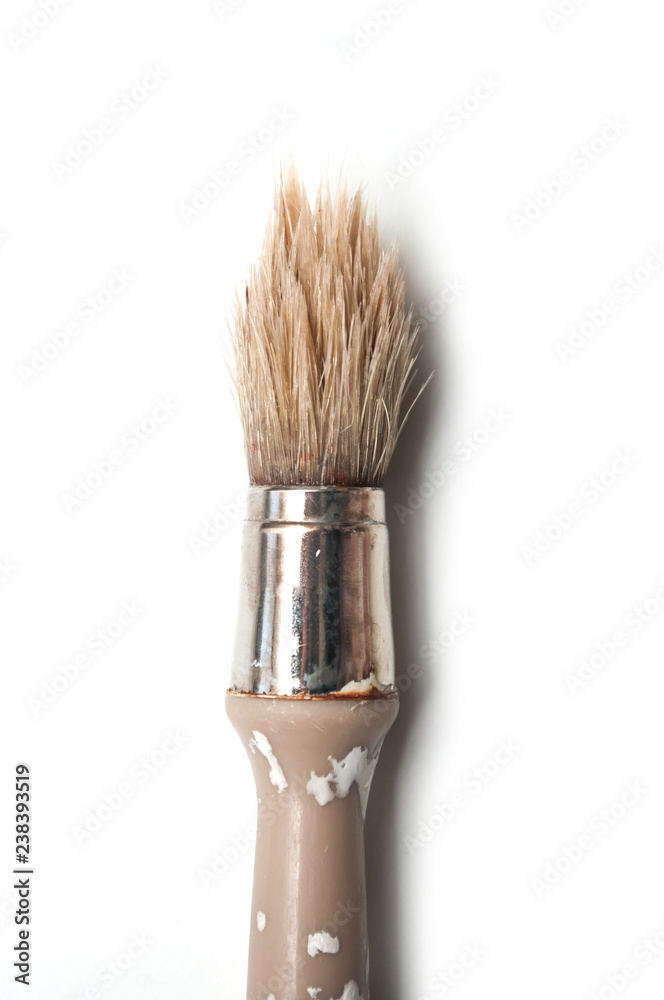 closeup of paint brush on white background closeup of paint brush on white background