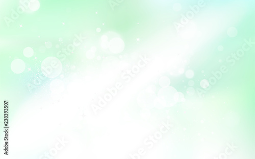 Green Bokeh, stars light, nature dust glowing explosion concept, blurry sparkle season abstract background vector illustration
