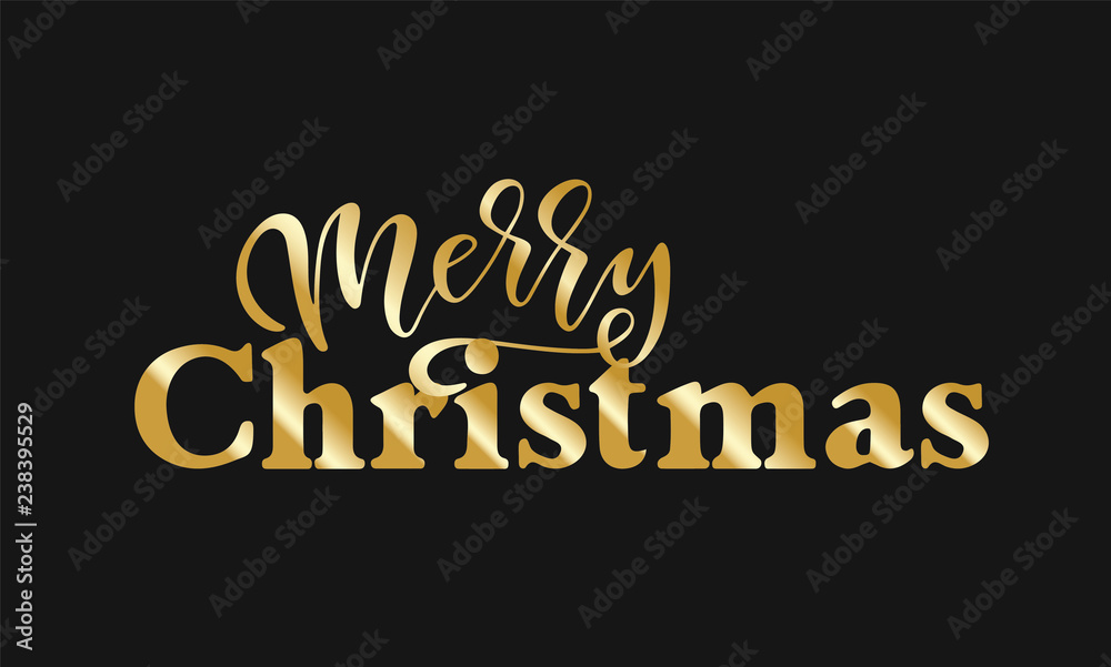 Hand sketched Merry Christmas typography lettering poster.