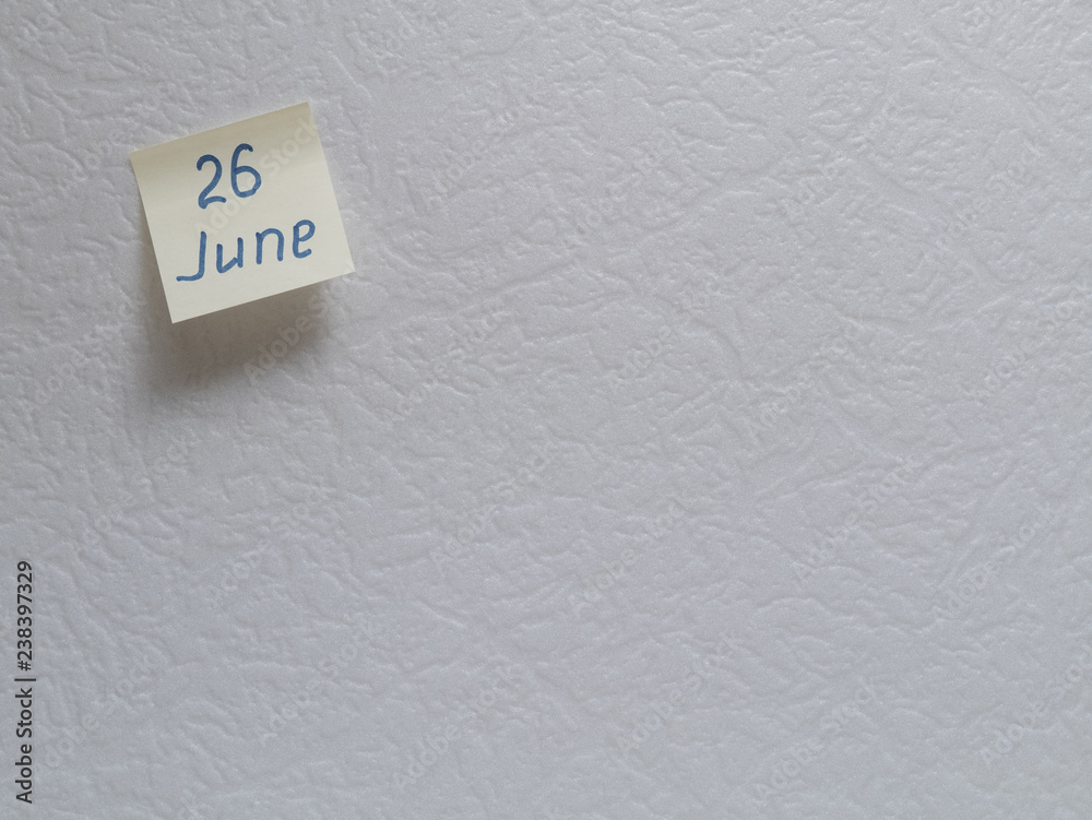 June 26, calendar date sticky note June 26, calendar date sticky note