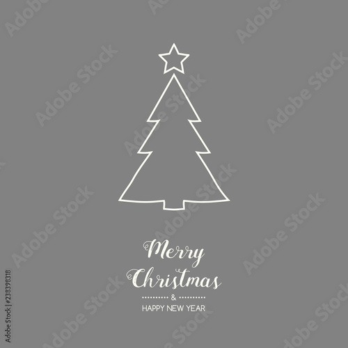 Christmas card in retro style with hand drawn tree. Vector. © Karolina Madej