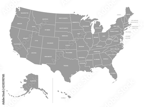 United States of America Vector Grey Map