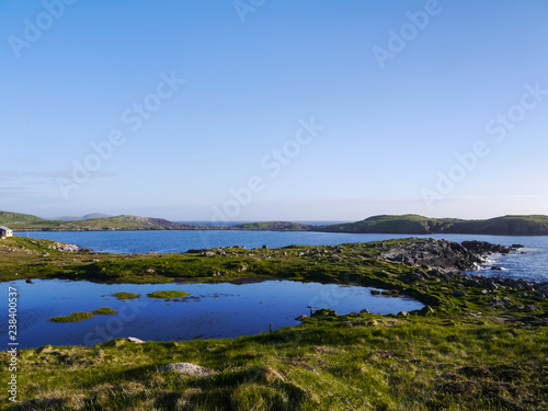 Coast of the shetland islands late afternoon