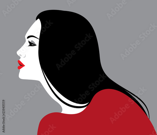 Beautiful woman, profile