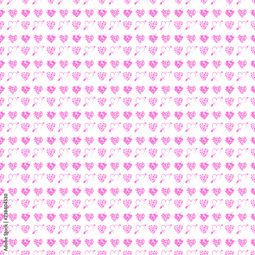 Seamless pattern with hearts. Valentine's Day background. Rose graphic heart on a white background.