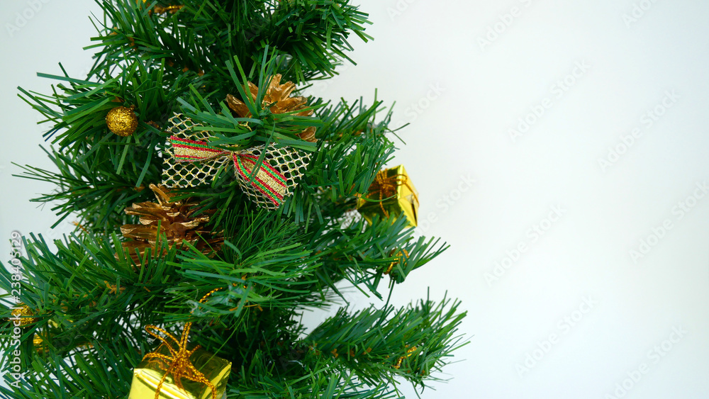 Christmas tree with decorations. Holiday season.