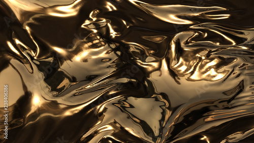 3d render beauty abstract of gold waves