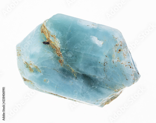 raw blue apatite crystal on white photo
