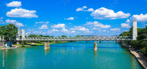 A bridge under blue sky