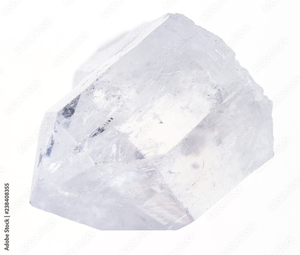 raw rock crystal (clear quartz) on white - obrazy, fototapety, plakaty 