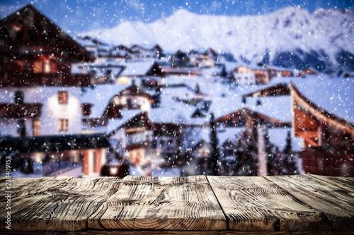 Winter table wooden  