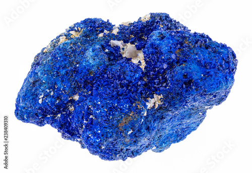 raw azurite (chessylite) stone on white photo