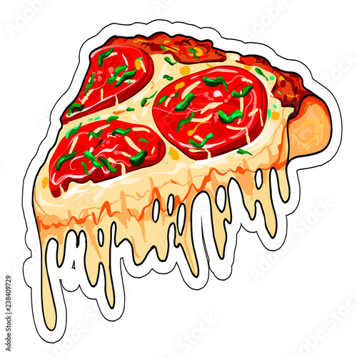 Icon illustration art pizza whis  tomato and cheese