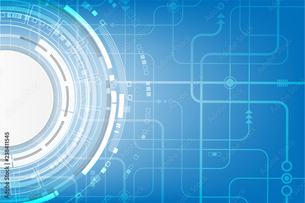Fototapeta premium Vector circuit board and communication concept for technology background