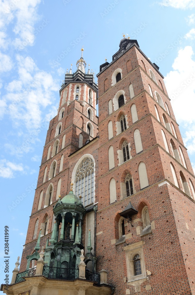 Towers of Saint Mary  church in Krakow
