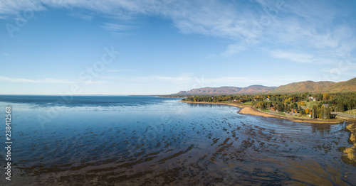 Wallpaper Mural Aerial panoramic view of the Atlantic Ocean Coast during a sunny morning. Taken near Gesgapegiag, Quebec, Canada. Torontodigital.ca