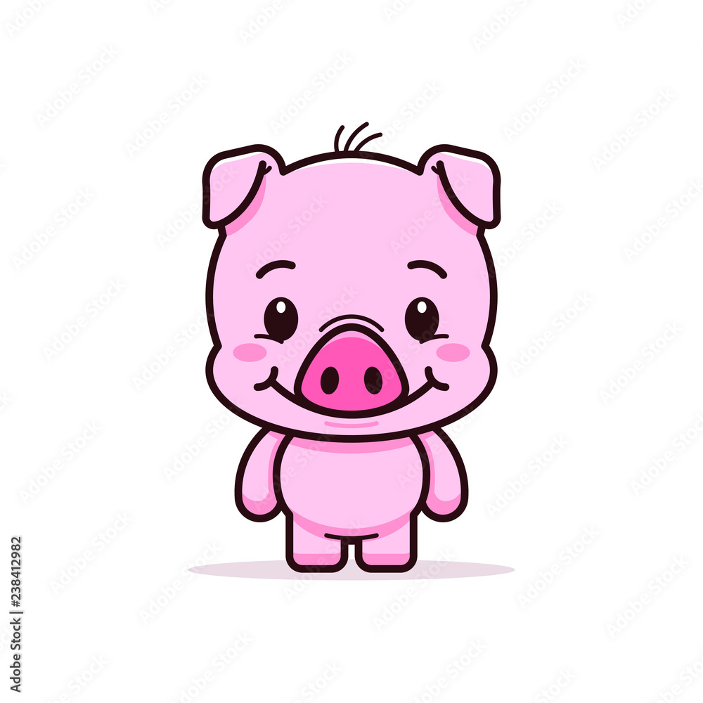 Cute pig cartoon. Piglet character illustration Cute pig cartoon. Piglet character illustration