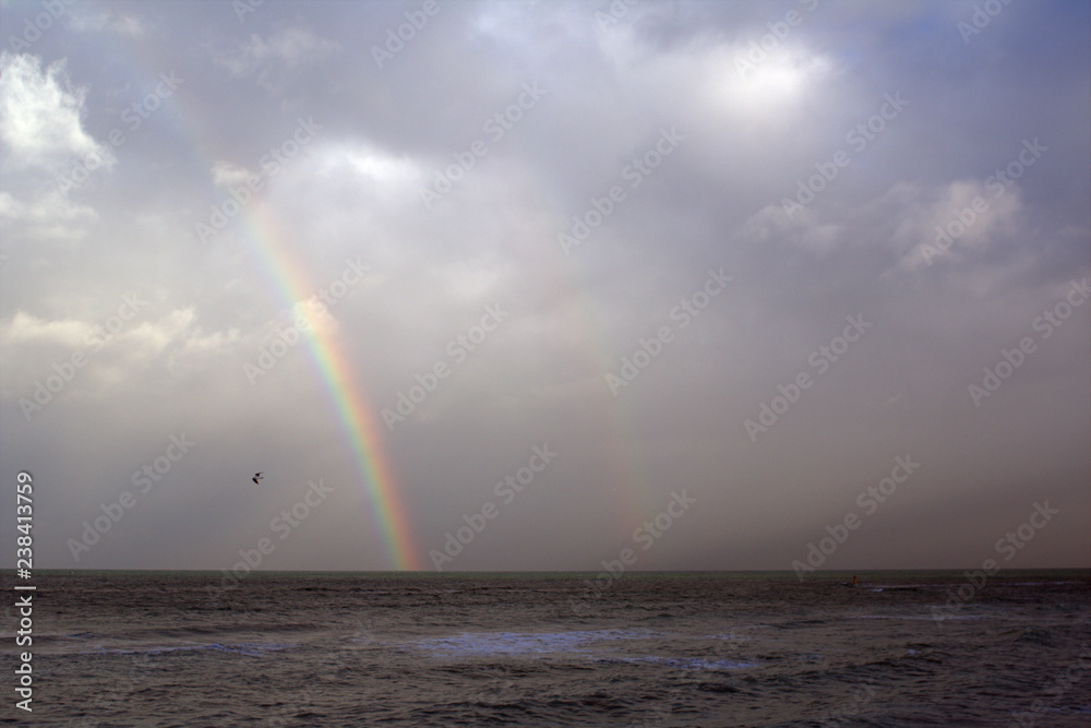rainbow over the sea,sky, clouds, sea, nature, landscape, rain, water, colors,storm, weather, light,beautiful, spectrum, 