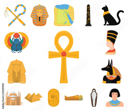 Ancient Egypt cartoon icons in set collection for design. The reign of Pharaoh vector symbol stock web illustration.
