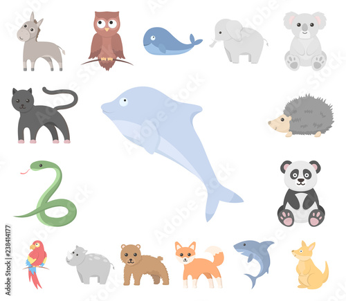 An unrealistic animal cartoon icons in set collection for design. Toy animals vector symbol stock web illustration.