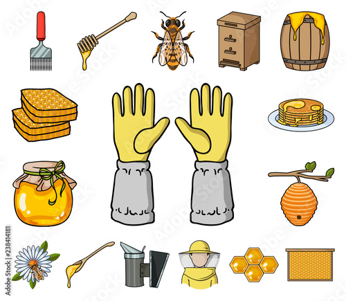 Apiary and beekeeping cartoon icons in set collection for design.Equipment and production of honey vector symbol stock web illustration.