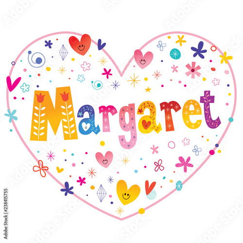 Margaret given name decorative lettering heart shaped love design