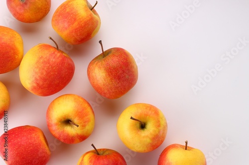 Red apples Pinova on a white background place for text copy space photo